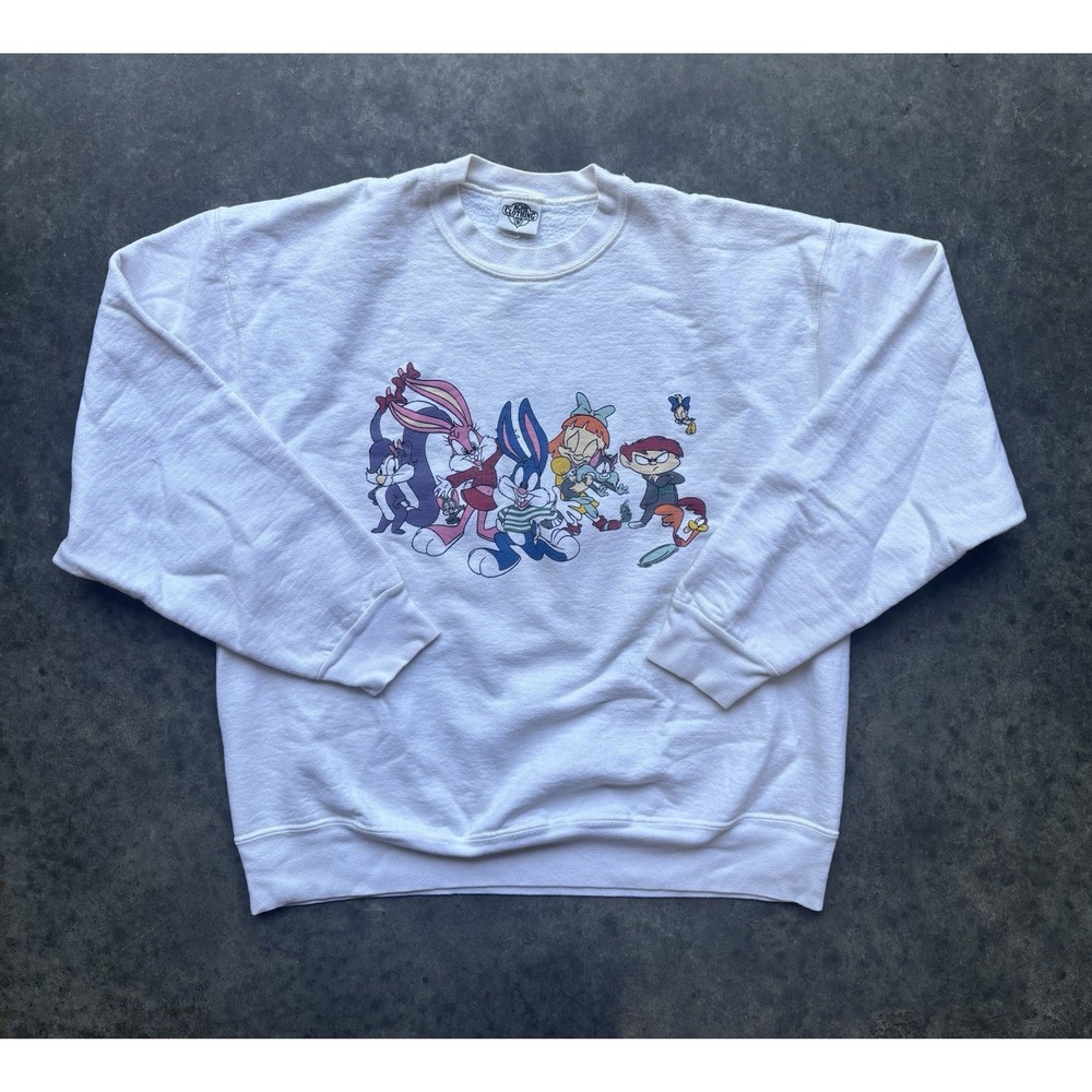 VTG Tiny Tunes Crewneck Sweater Looney Warner Bros 1991 Large Taz Bugs